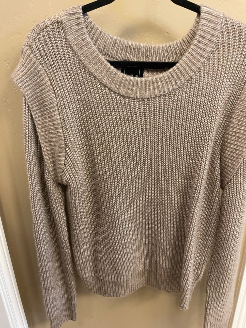 Ribbed Crewneck Sweater in Light Taupe